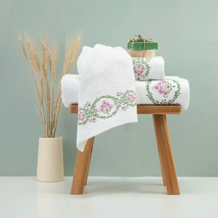 Πετσέτα Προσώπου Lotus 50 x 90 cm  100% Βαμβάκι Εκρού BOREA - Image 2