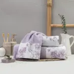 Πετσέτες Σετ 3ΤΜΧ Rosine 70 x 140 / 50 x 90 / 30 x 50 cm  100% Βαμβάκι Πούδρα BOREA - Image 4