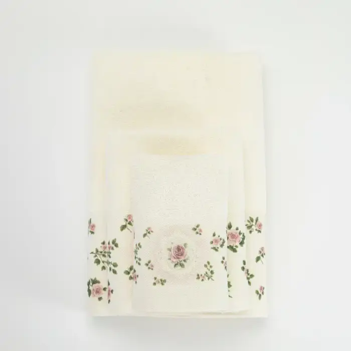 Πετσέτες Σετ 2ΤΜΧ Wildrose 50 x 90 / 30 x 50 cm  100% Βαμβάκι Εκρού BOREA - Image 3