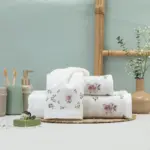Πετσέτα Προσώπου Wildrose 50 x 90 cm  100% Βαμβάκι Λευκό BOREA