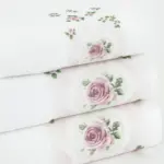 Πετσέτα Προσώπου Wildrose 50 x 90 cm  100% Βαμβάκι Εκρού BOREA - Image 3
