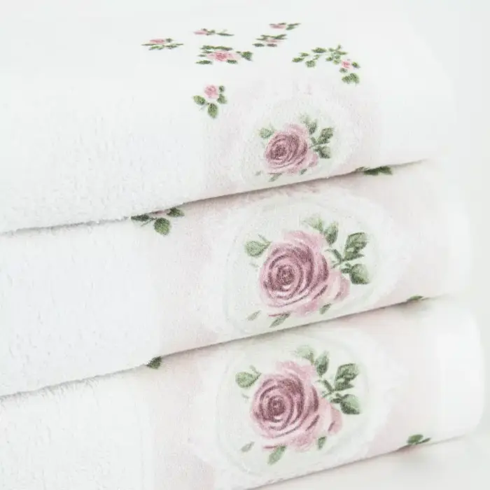 Πετσέτες Σετ 3ΤΜΧ Wildrose 70 x 140 / 50 x 90 / 30 x 50 cm  100% Βαμβάκι Εκρού BOREA - Image 3