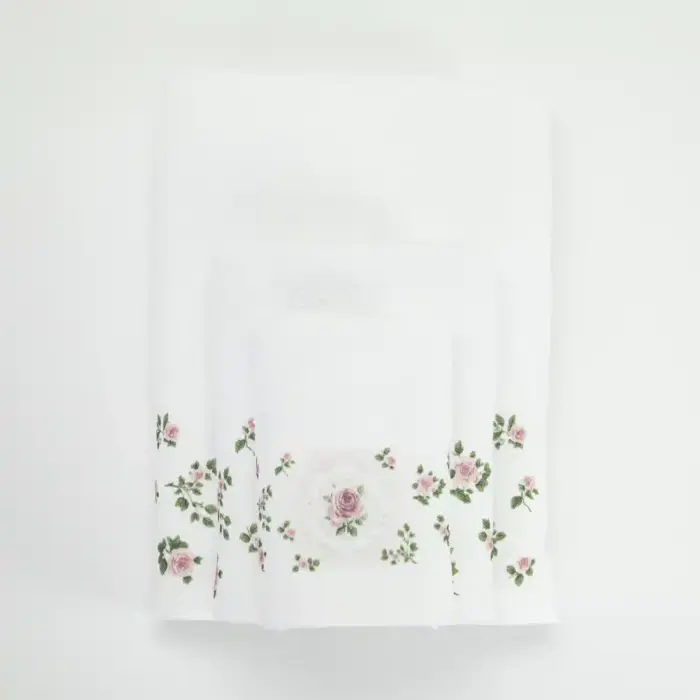 Πετσέτες Σετ 3ΤΜΧ Wildrose 70 x 140 / 50 x 90 / 30 x 50 cm  100% Βαμβάκι Εκρού BOREA - Image 4