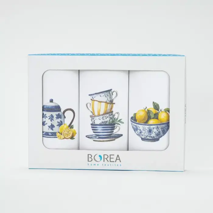 Ποτηρόπανα Κουζίνας Lemons Σετ 3ΤΜΧ (3) 50 x 70 cm  50% Βαμβάκι - 50% Polyester Λευκό BOREA - Image 2