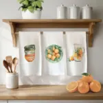 Ποτηρόπανα Κουζίνας Oranges Σετ 3ΤΜΧ (3) 50 x 70 cm  50% Βαμβάκι - 50% Polyester Λευκό BOREA