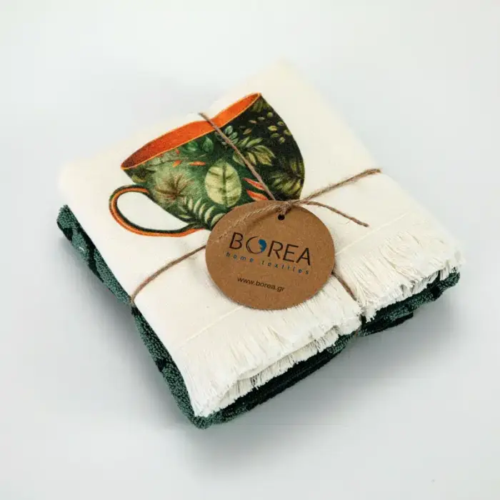 Ποτηρόπανα Κουζίνας Green Tea Σετ 2ΤΜΧ 40 x 65 cm + 65 x 65 cm  100% Βαμβάκι Διάφορα χρώματα BOREA - Image 2