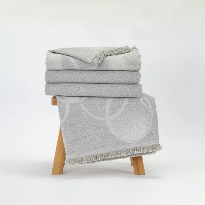 Ριχτάρι Βαμβακερό Τριθέσιο Κύκλοι 180 x 300 cm  100% Βαμβάκι Γκρι BOREA - Image 13