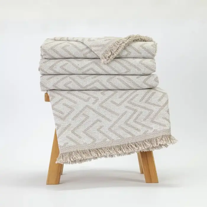 Ριχτάρι Βαμβακερό Τριθέσιο Nama 180 x 300 cm  100% Βαμβάκι Μπεζ BOREA - Image 5