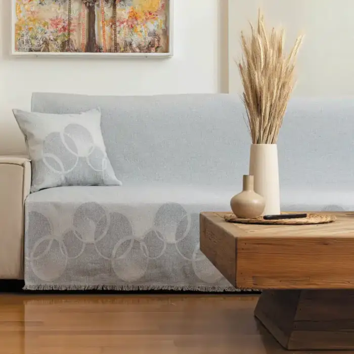 Ριχτάρι Βαμβακερό Τριθέσιο Κύκλοι 180 x 300 cm  100% Βαμβάκι Καφέ BOREA - Image 3