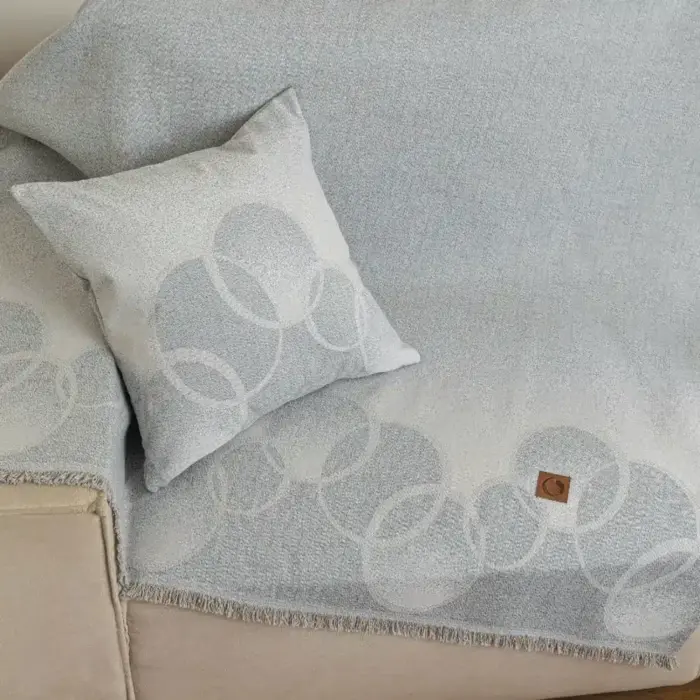 Ριχτάρι Βαμβακερό Τριθέσιο Κύκλοι 180 x 300 cm  100% Βαμβάκι Γκρι BOREA - Image 11