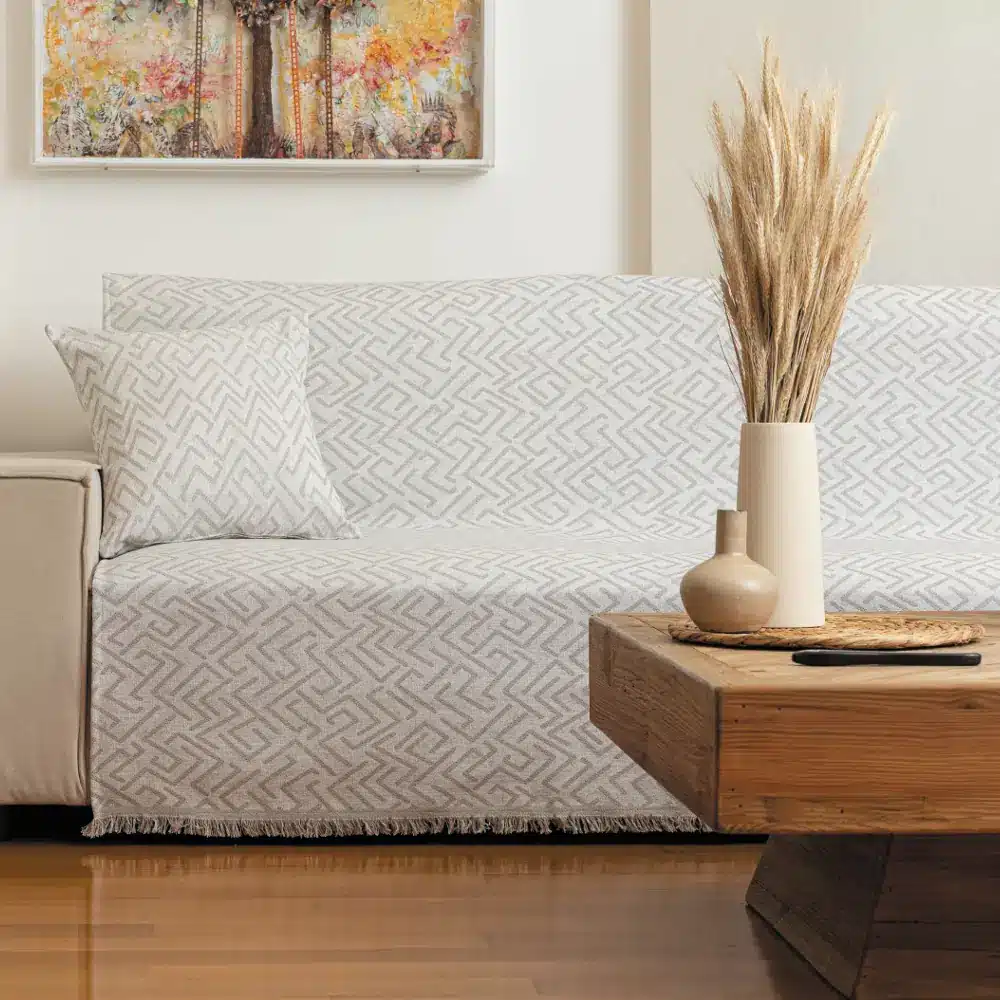 rixtari-vamvakero-nama-mpez.webp Ριχτάρι Βαμβακερό Πολυθρόνας Nama 180 x 180 cm 100% Βαμβάκι Μπεζ BOREA - Image 1