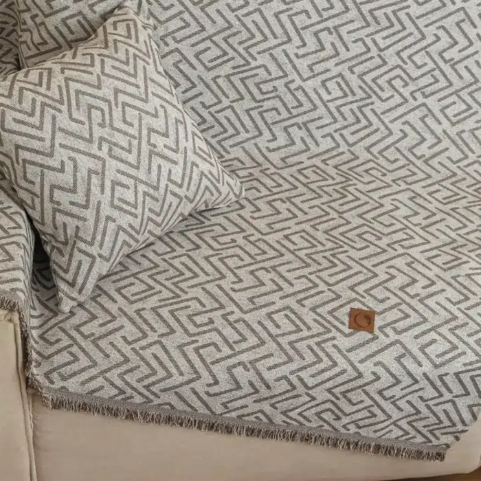 Ριχτάρι Βαμβακερό Πολυθρόνας Nama 180 x 180 cm  100% Βαμβάκι Μπεζ BOREA - Image 6