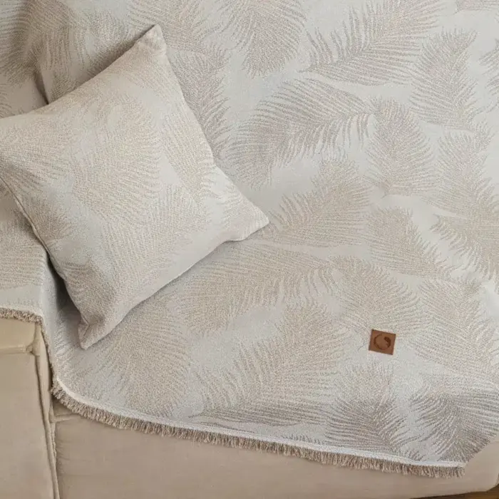 Ριχτάρι Βαμβακερό Πολυθρόνας Phoenix 180 x 180 cm  100% Βαμβάκι Μπεζ BOREA - Image 6