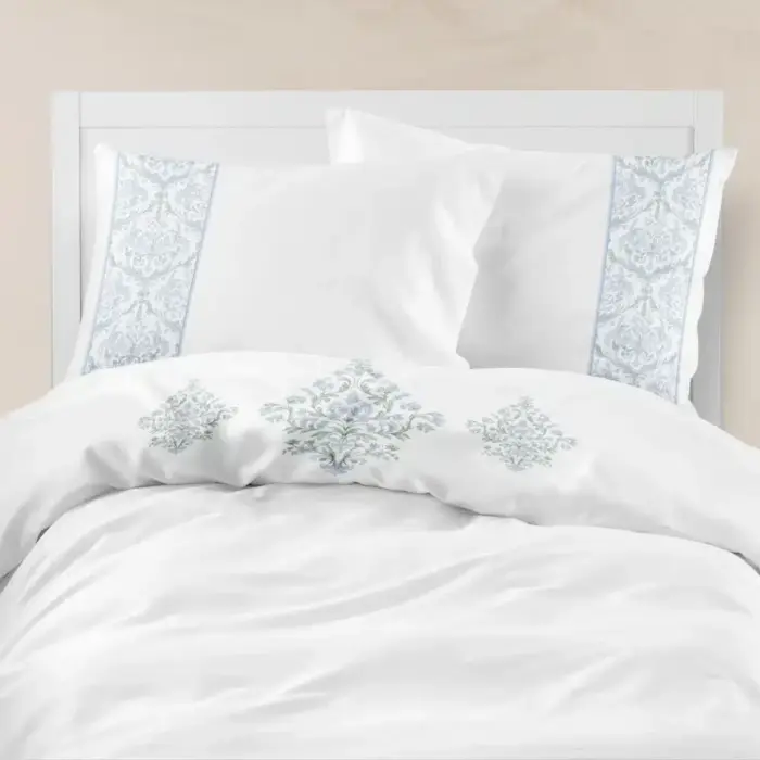 Σεντόνι Digital Print Σετ Damask Υπέρδιπλο 220 x 240 cm + (2) 50 x 70 cm  100% Βαμβάκι Λευκό BOREA - Image 2