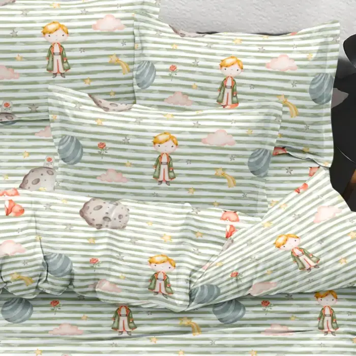 Σεντόνια Σετ Little Prince Moνό (2) 160 x 250 cm + 50 x 70 cm  100% Βαμβάκι Βεραμάν BOREA - Image 2