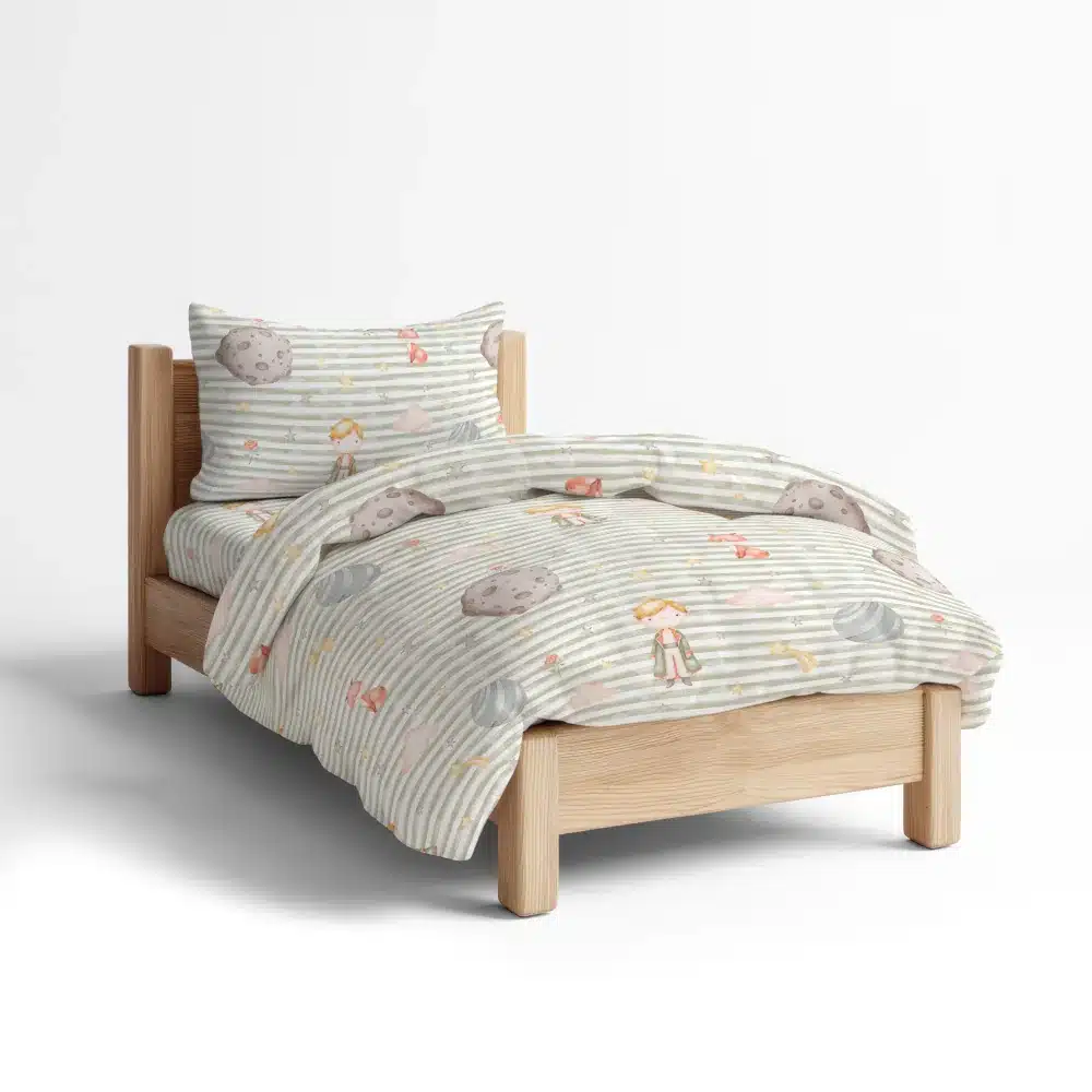 sentonia-set-little-prince-mono.webp Σεντόνια Σετ Little Prince Moνό (2) 160 x 250 cm + 50 x 70 cm 100% Βαμβάκι Βεραμάν BOREA - Image 1