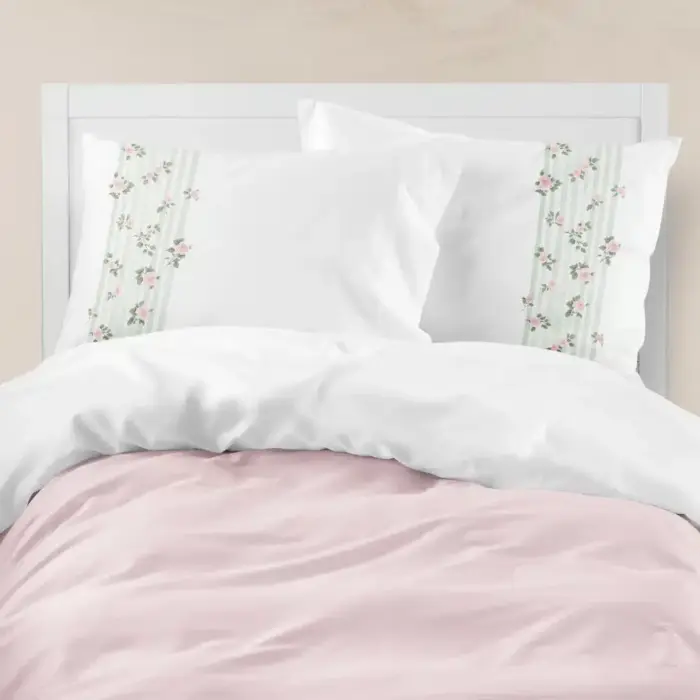 Ζεύγος Μαξιλαροθήκες Wildrose (2) 50 x 70 cm  100% Βαμβάκι Λευκό BOREA - Image 2