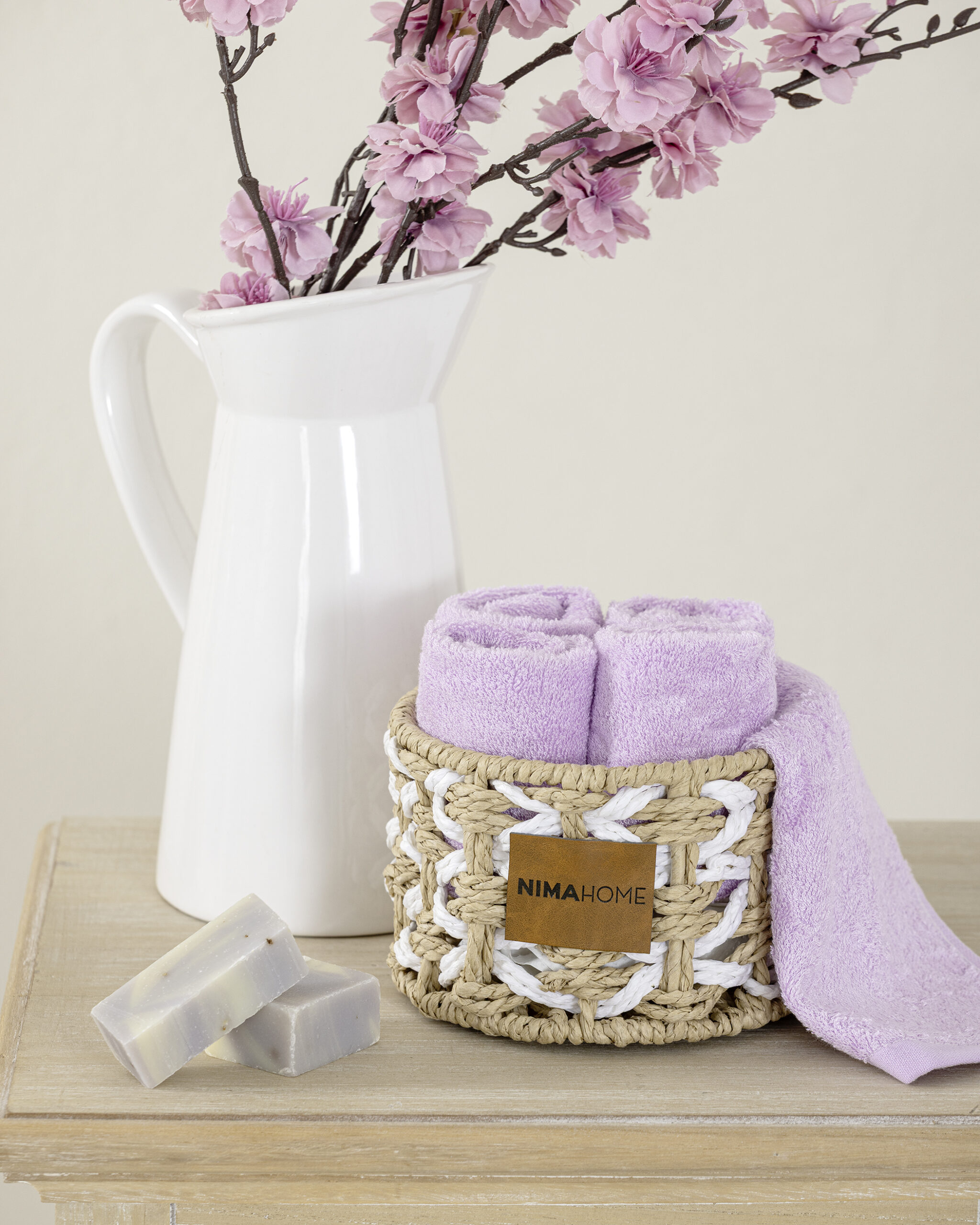5206482192812.jpg Καλαθάκι με 5 τεμάχια Λαβέτες - Bamboo Calm Pink της Nima Home 100% Bamboo Cotton Σετ Λαβέτες (5 x 25x25) - Image 1