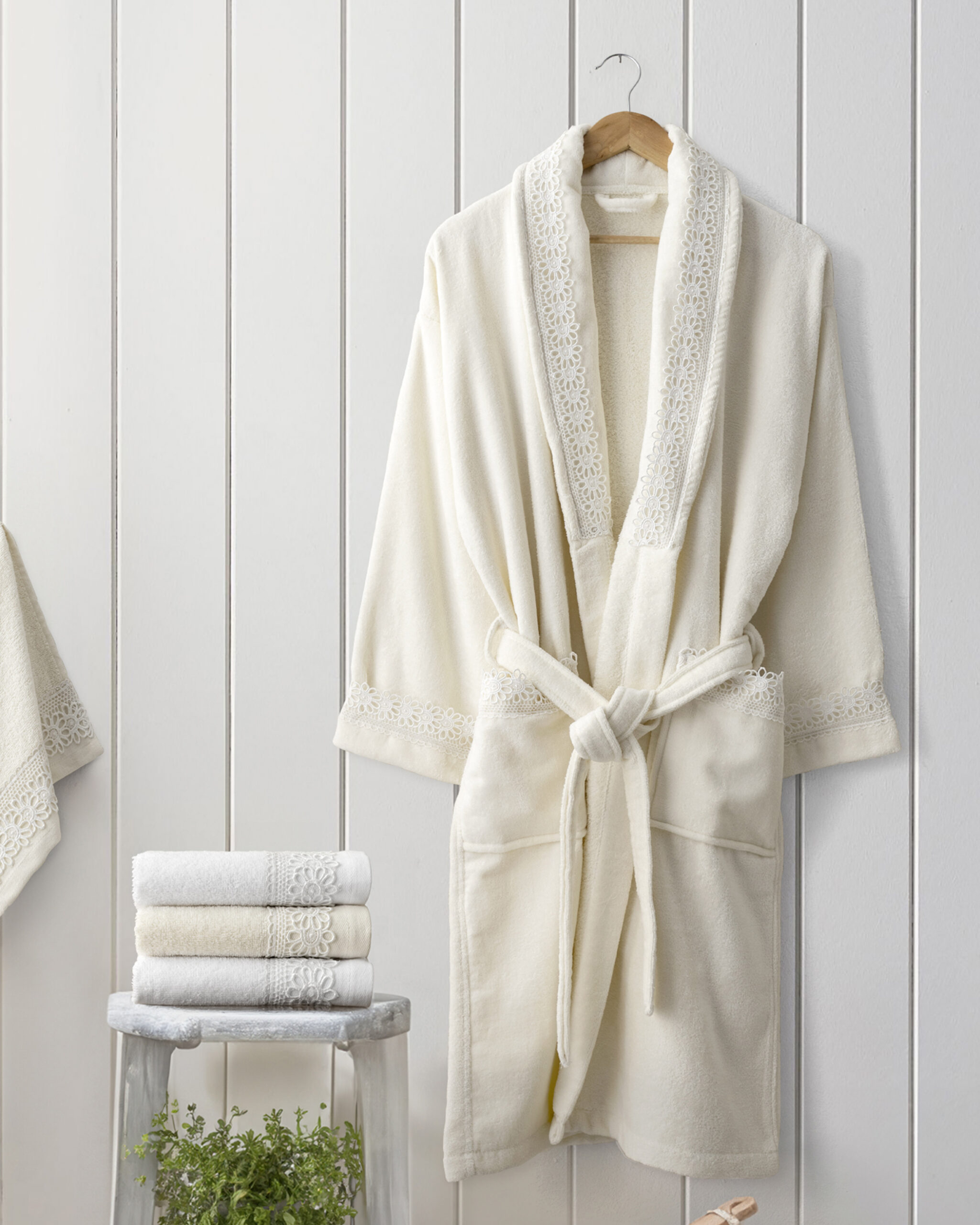 5206482198579-19.jpg Μπουρνούζι Seren - Extra Large - Ivory της Nima Home 100% Velour Cotton, 380 gsm Extra Large - Image 1