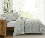 Veronica (Green) Κουβερλί/Κάλυμμα κρεβατιού Seersucker printed fabric Bedspread 220x240 + Mαξ/θήκες 50x70/2τεμ Liolios Home