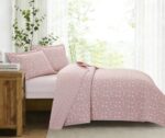 Veronica (Pink) Κουβερλί/Κάλυμμα κρεβατιού Seersucker printed fabric Bedspread 220x240 + Mαξ/θήκες 50x70/2τεμ Liolios Home