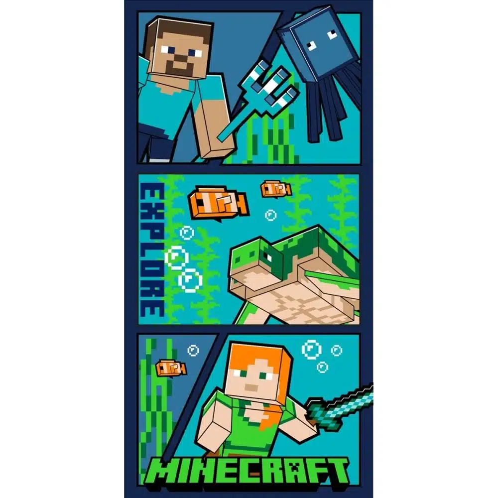 petseta-thalasshs-microfiber-minecraft.webp Πετσέτα Θαλάσσης Microfiber Minecraft 70 x 140 cm 100% Πολυέστερ Μπλε BOREA - Image 1