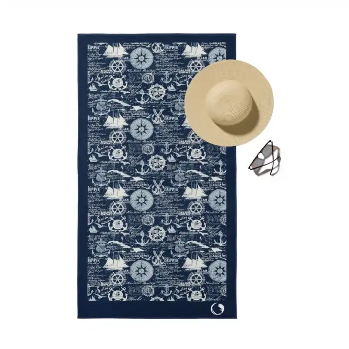 Πετσέτα Θαλάσσης Microfiber Quick Dry Nautical 90 x 180 cm  80% Πολυέστερ-20% Πολυαμίδιο Μπλε BOREA - Image 3