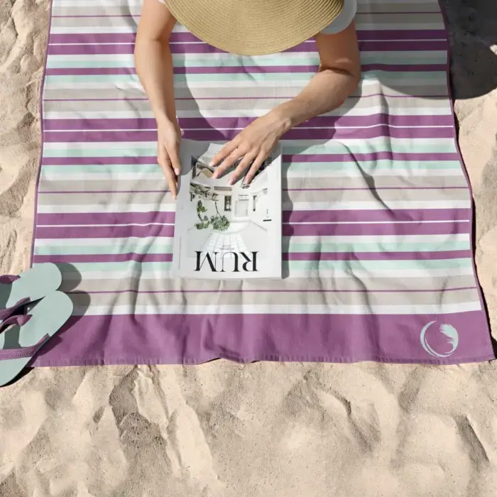Πετσέτα Θαλάσσης Microfiber Quick Dry Stripes 90 x 180 cm  80% Πολυέστερ-20% Πολυαμίδιο Πετρόλ BOREA - Image 2