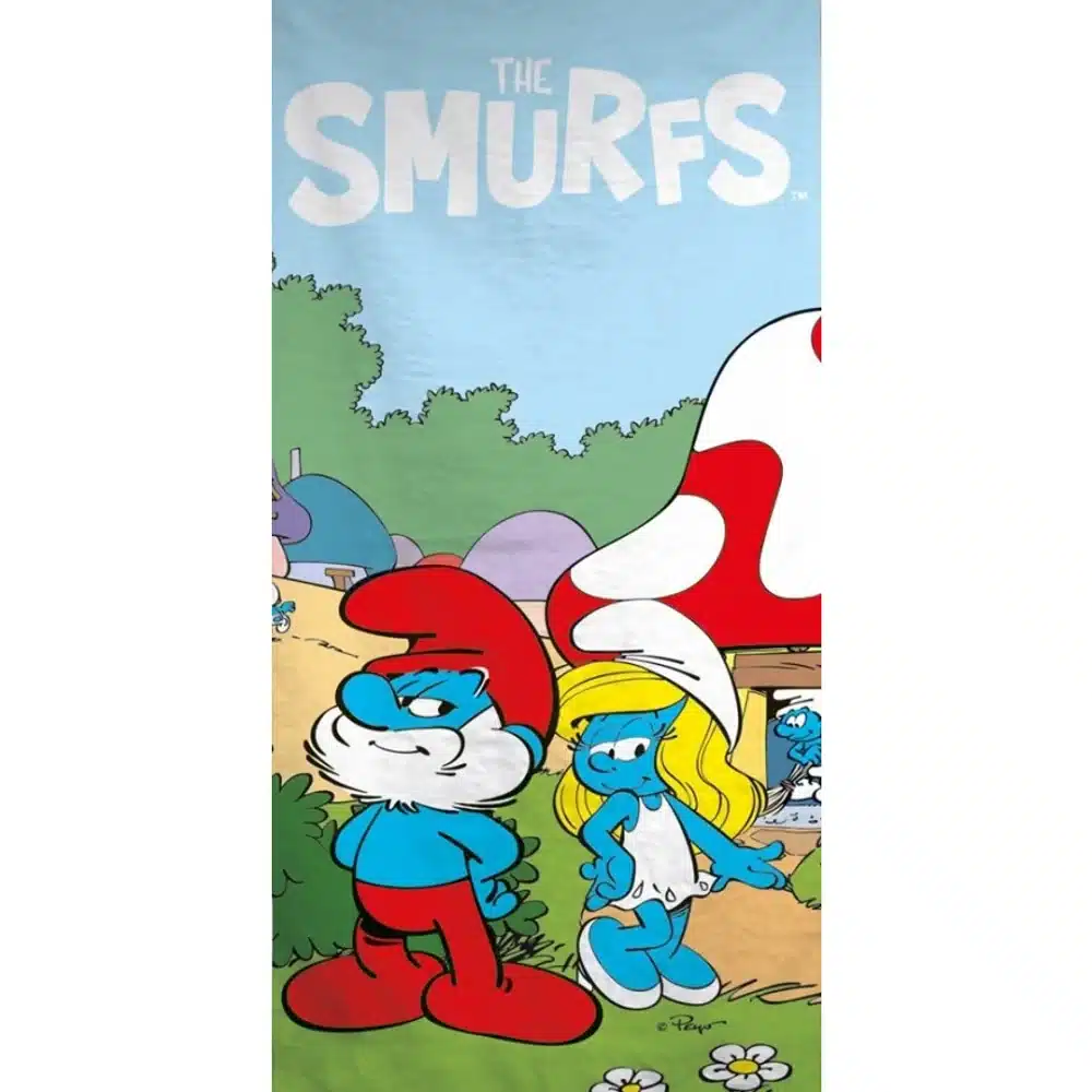 petseta-thalasshs-microfiber-smurfs.webp Πετσέτα Θαλάσσης Microfiber Smurfs 70 x 140 cm 100% Πολυέστερ Σιέλ BOREA - Image 1
