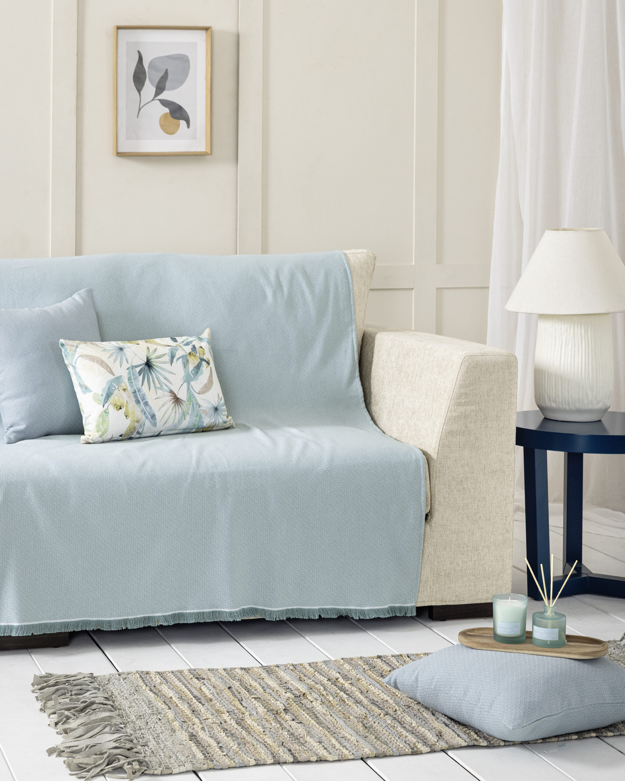 5206482202870-12.jpg Ριχτάρι 180x300 - Iris Petrol της Nima Home 80% Cotton - 20% Polyester Τριθέσιος 180x300 - Image 1