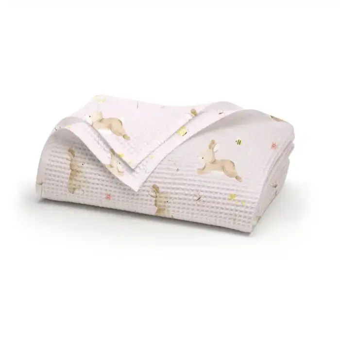 Κουβέρτα Αγκαλιάς Πικέ Blush 80 x 110 cm  80% Βαμβάκι-20% Viscose Σιέλ BOREA - Image 3
