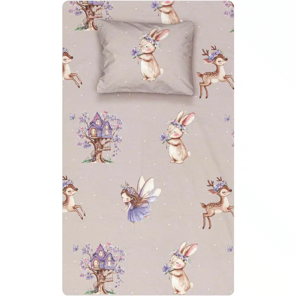 sentoni-set-2tmx-magic-garden-mono.webp Σεντόνι Σετ 2ΤΜΧ Magic Garden Moνό Με Λάστιχο 100 x 200 cm + 25 cm + 50 x 70 cm 100% Βαμβάκι Λιλά BOREA - Image 1