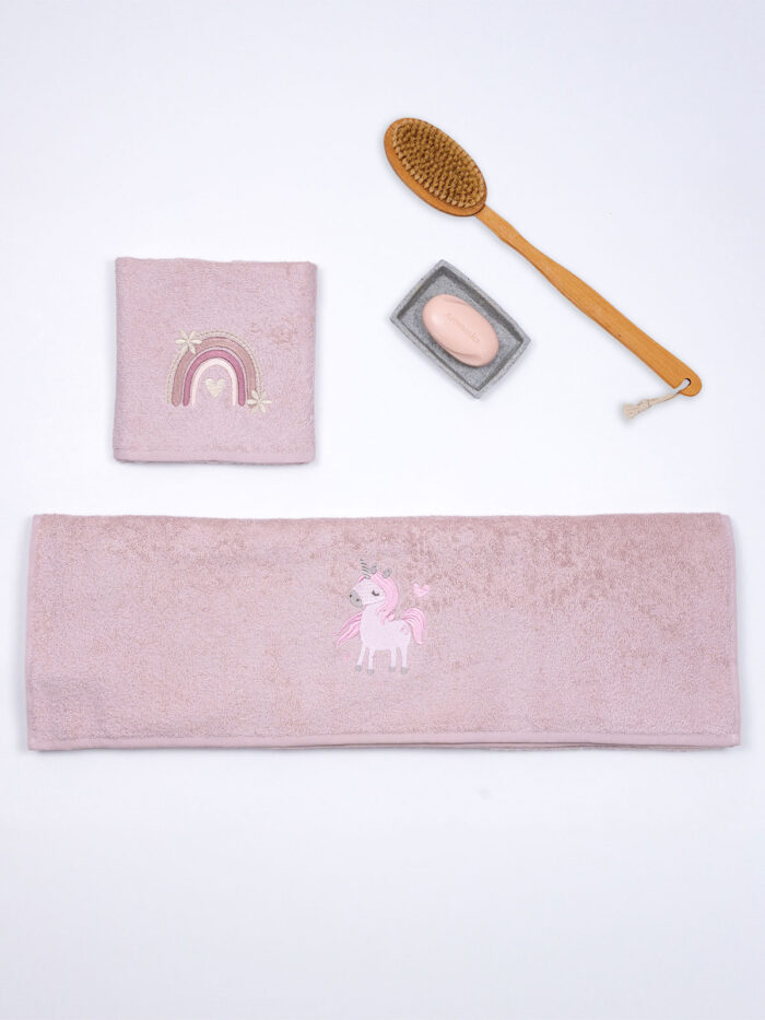 Fluffy Κεντητή Πετσέτα Powder Unicorn 2 τμχ. SUNSHINEHOME - Image 2
