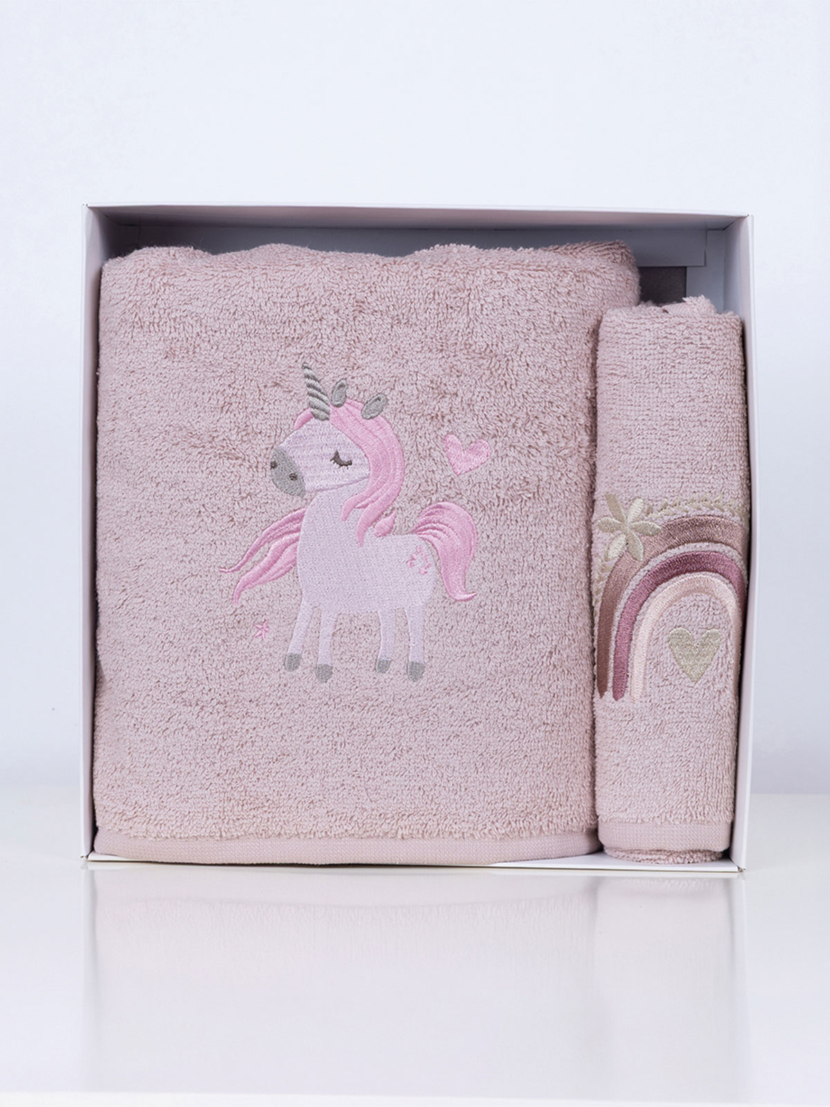 111-176-10.jpg Fluffy Κεντητή Πετσέτα Powder Unicorn 2 τμχ. SUNSHINEHOME - Image 1