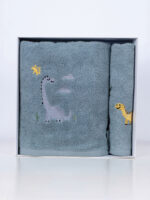 Fluffy Κεντητή Πετσέτα Blue Dino 2 τμχ. της SUNSHINEHOME