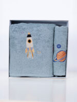 Fluffy Κεντητή Πετσέτα Blue Space 2 τμχ. SUNSHINEHOME